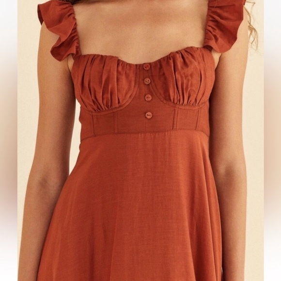 Farm Rio Ruffle Strap Rust Maxi Dress - Picture 4 of 16